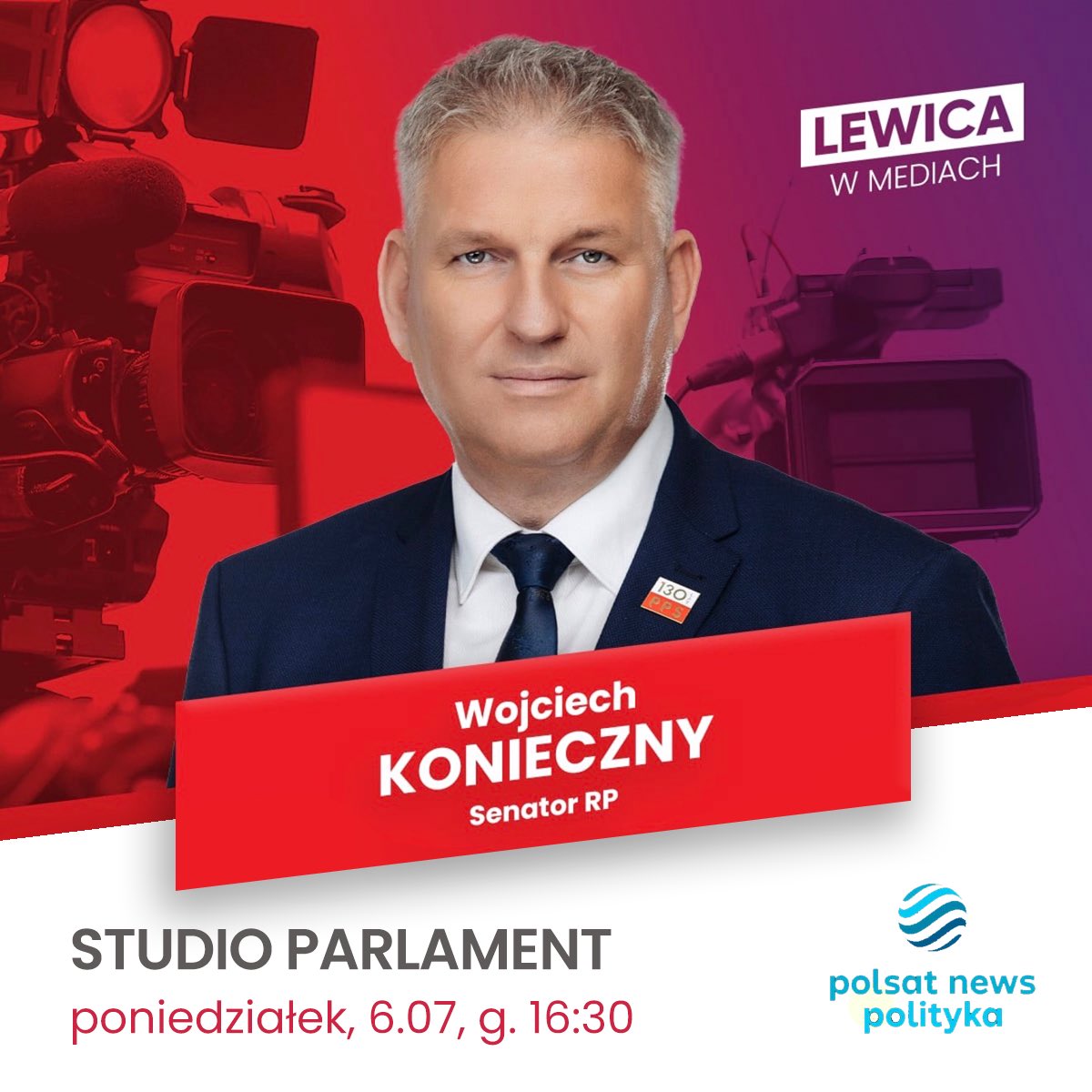 __Lewica's tweet photo. 💻 Senator RP @WojciechKoniec4 dziś o 16:30 będzie gościem programu #StudioParlament w @polsat_news_pol.
Zachęcamy do oglądania!
#LewicaWMediach https://t.co/CMhC1P2s40