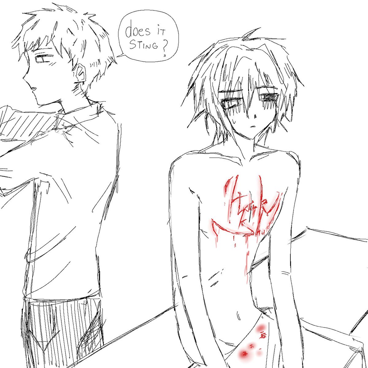 Nyansous's tweet photo. "Can you draw Shu cutting his name in Mika&amp;#039;s chest? Thank you!" -> idk bro https://t.co/FaHddtDeQS https://t.co/VII2Voboz9
