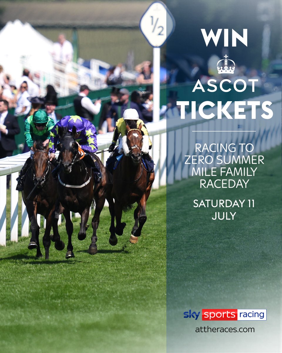 AtTheRaces's tweet photo. Win @Ascot tickets for you and five others!

It's Racing To Zero Summer Mile Family Raceday at Ascot this Saturday, and we're giving you the chance to win SIX tickets 🙌

For your chance to win this fantastic prize, simply like, repost and comment ‘WIN’ 👇 https://t.co/k62VmXFFUB