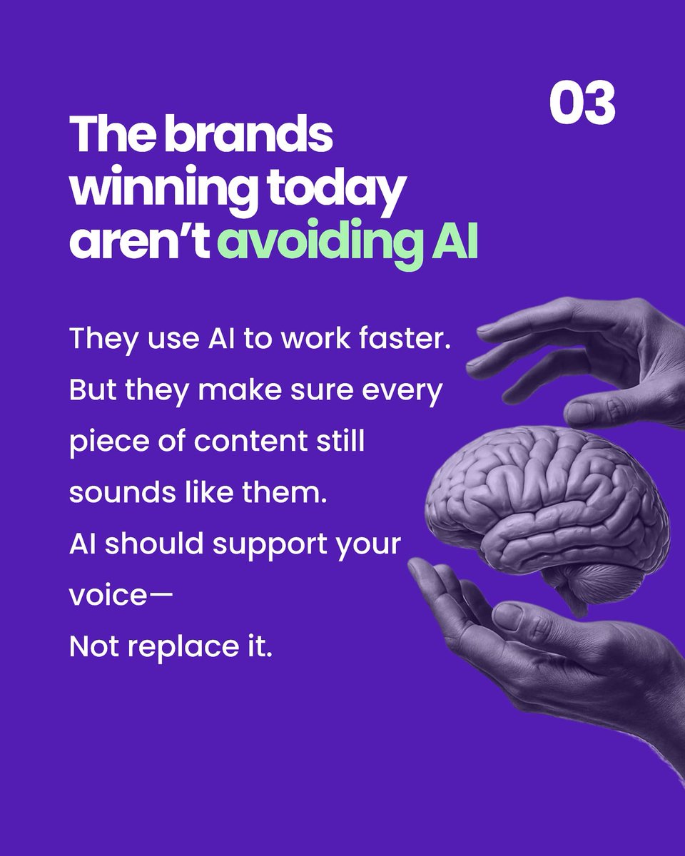 cubixsphere's tweet photo. AI can write captions.
AI can create images.
AI can even build websites.
But it can't earn trust, build genuine relationships, or tell your unique story.
Don't compete with AI. Use it to build a brand AI can't replace. 💜
#Branding #AI #DigitalMarketing #BusinessGrowth #Cubix https://t.co/sOHNf29NG3