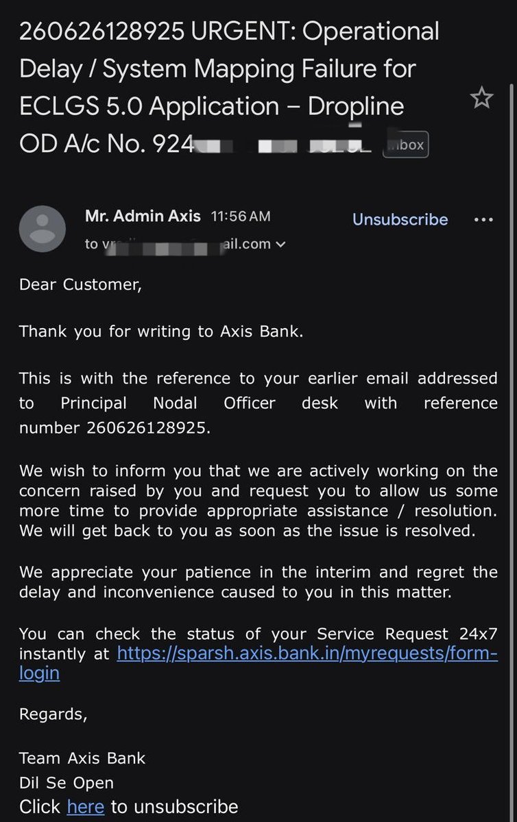 vivek000888's tweet photo. @NCGTCOfficial @AxisBank @AxisBankSupport is since month in dilemma and not even clearing

I have been denied #ECLGS benifit due to #axisbank's lack of system mapping
While other banks like #hdfcbank #icici #Kotak #bank are processing such #Dod since 1 month. #axis pno /DM is fooling me https://t.co/AcB2v1GckF