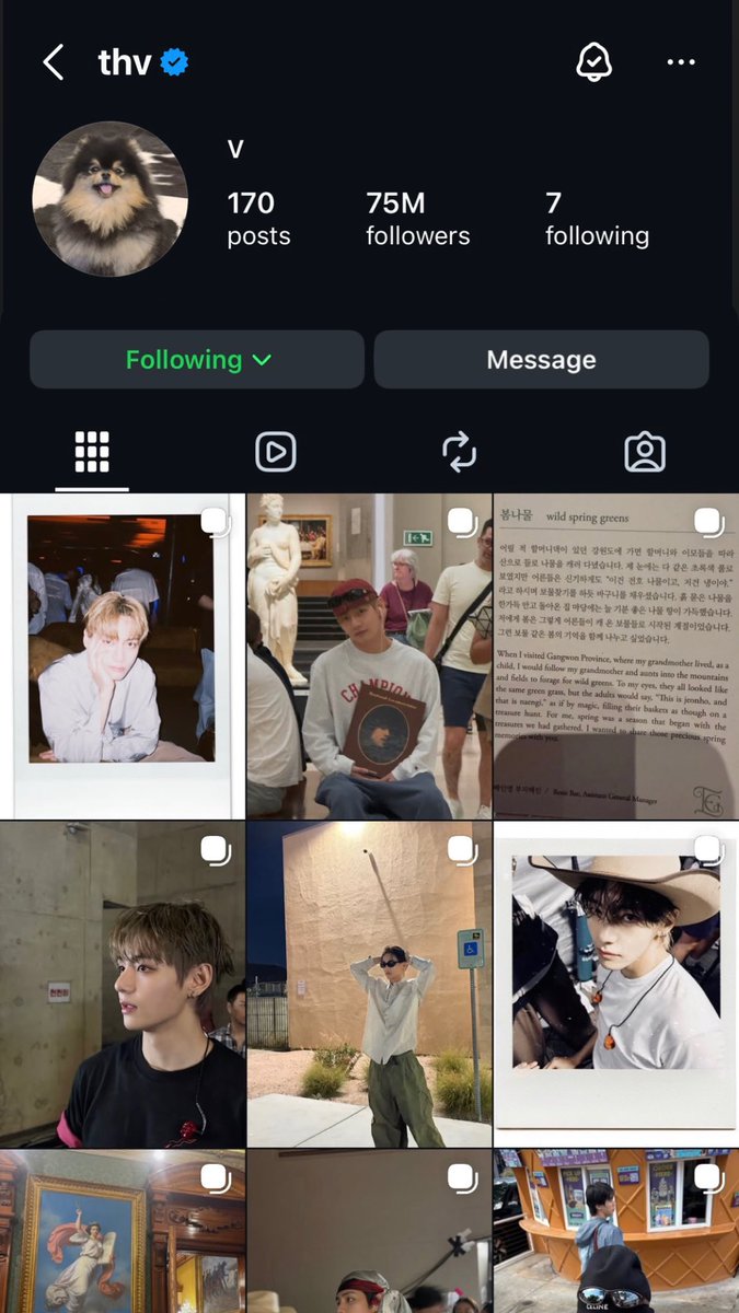 BTSVChartData's tweet photo. #V has surpassed 75 MILLION followers on Instagram, the first and only K-Pop male artist and the fastest K-Pop act to reach this milestone!

CONGRATULATIONS TAEHYUNG https://t.co/R1b2IGB7RX