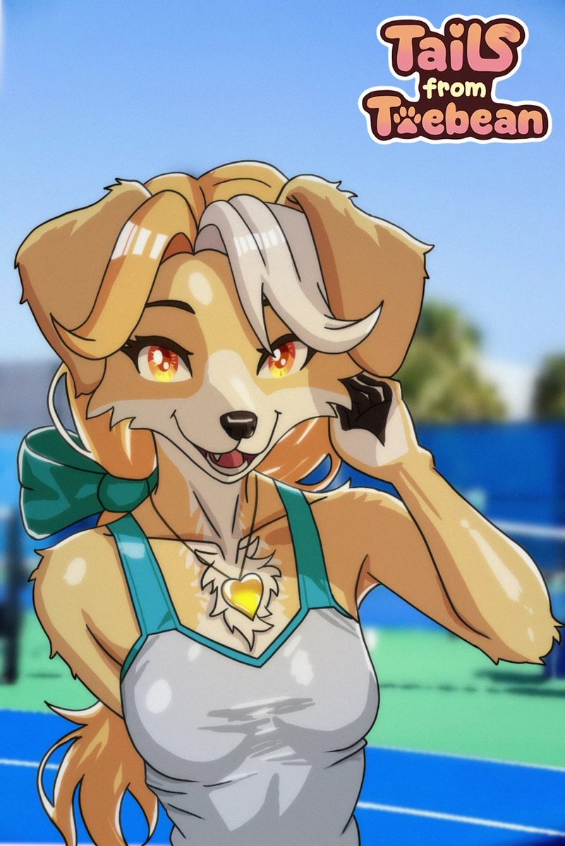 pogeski's tweet photo. Say hello to Amber, a small-town golden retriever chasing a big dream in Tails from Toebean. #furry #furryart #anthro #datingsim #visualnovel #indiegame https://t.co/Eq3NEpgZlJ