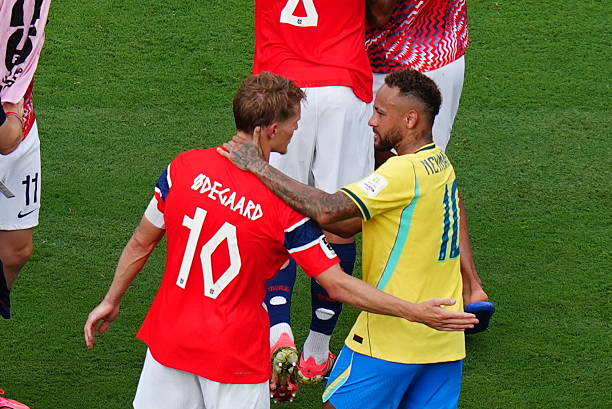 LiquidAy's tweet photo. 🚨 Martin Ødegaard says his heated clash with Neymar during Norway's World Cup win over Brazil was "a little awkward."

Neymar twice confronted the Arsenal captain during the match, but Ødegaard refused to react and avoided further disciplinary trouble.

The pair were seen making peace after full time, with Ødegaard confirming the atmosphere was good afterwards.

No lasting feud, Norway march on, and Ødegaard keeps his focus on the World Cup.