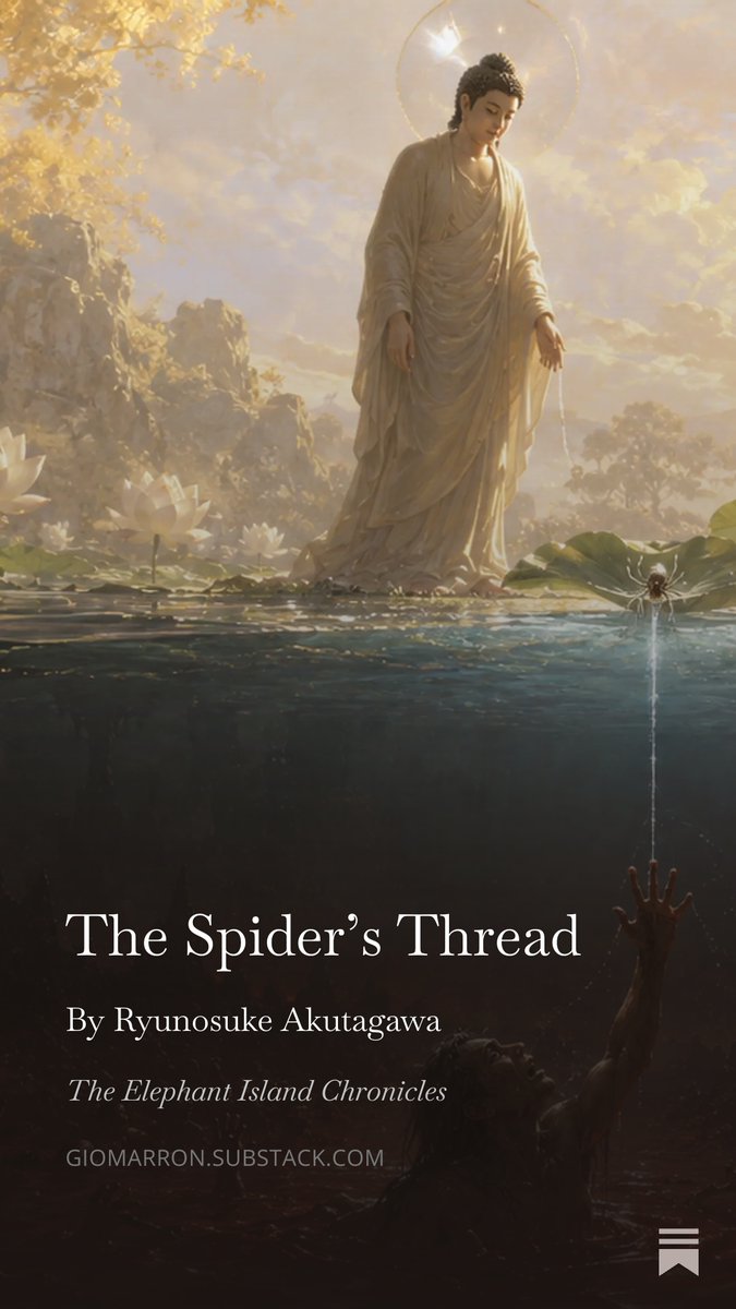 GioMarron's tweet photo. A fragile thread between Paradise and Hell. Akutagawa’s “The Spider’s Thread,” with foreword and image.

https://t.co/boQibb8Sl6 https://t.co/VJajuCrsvh