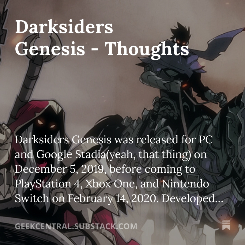 johnmurphy01's tweet photo. Darksiders Genesis - Thoughts, by @johnmurphy01 https://t.co/gpMYcXtIFz @Substack #videogames https://t.co/uGeO5cZr9W