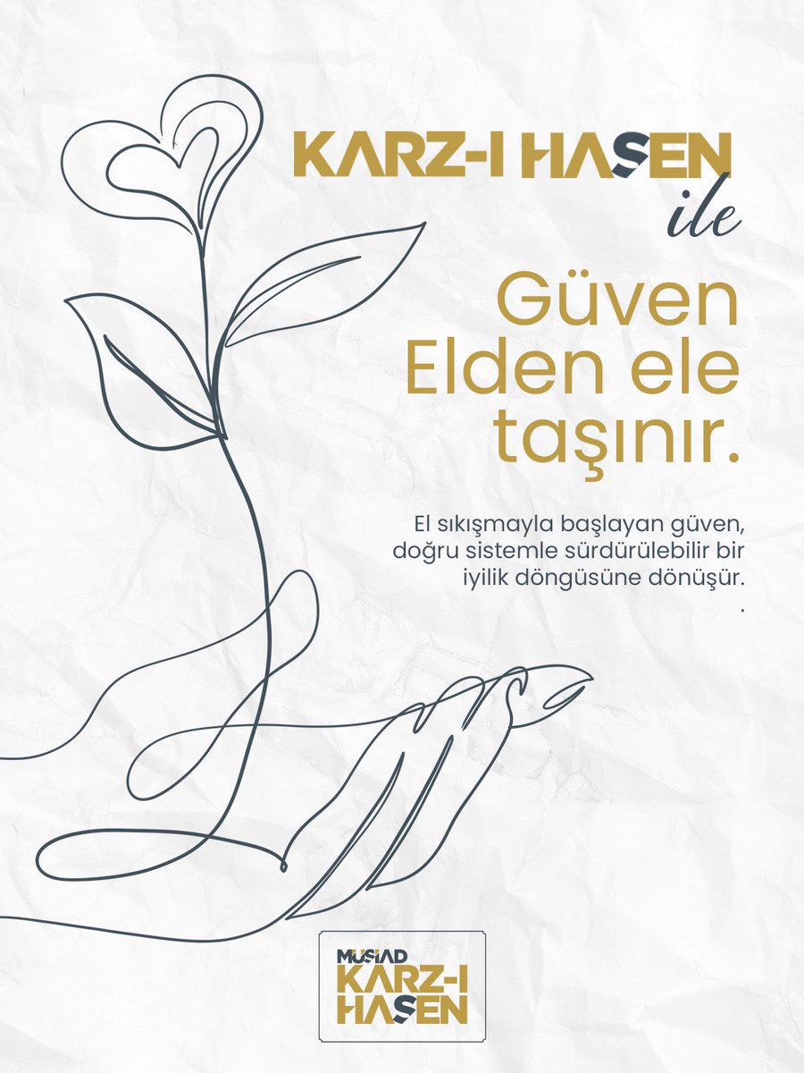 MUSIADKarzHasen's tweet photo. Karz-ı Hasen, ihtiyaç anında sağlanan faizsiz desteğin ötesinde; üyeler arasında güven, sorumluluk ve dayanışma bilincini güçlendiren bir yapıdır.

El sıkışmayla başlayan güven, doğru sistemle sürdürülebilir bir iyilik döngüsüne dönüşür.

Detaylı bilgi ve başvuru için:  🌐 https://t.co/27hJI8T4Vx

#KarzıHasen #MUSIAD #Dayanışma #Güven #FaizsizDestek
