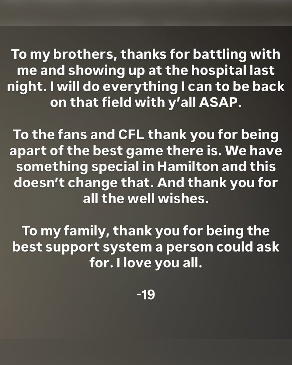 CFL's tweet photo. Bo Levi Mitchell shares heartfelt message following Week 5 injury. https://t.co/T9dD1mA8lv