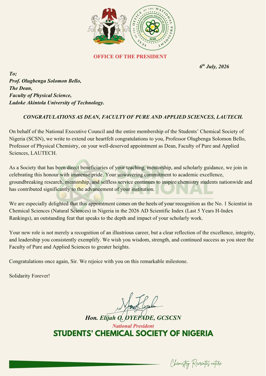 Hon. Elijah O. OYEPADE, GCSCSN tweet media