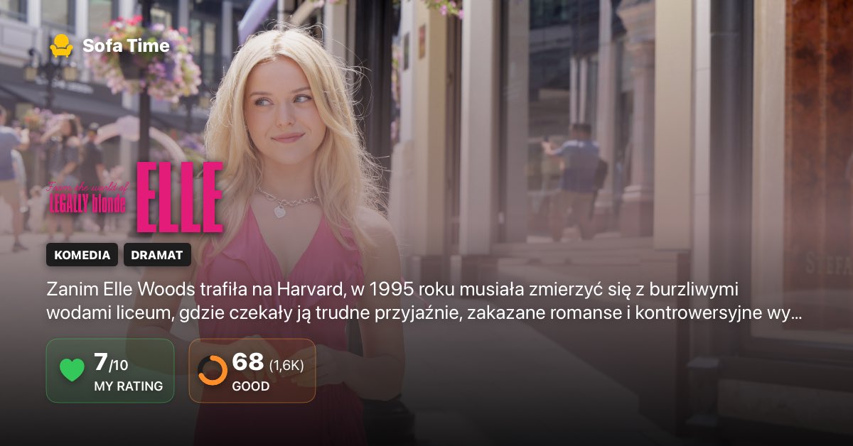 ossleya's tweet photo. I rated Ze świata Legalnej Blondynki: Elle 7 out of 10 on #SofaTime
https://t.co/CCbGm02cWj https://t.co/CCbGm02cWj https://t.co/rEJeHkmmOV