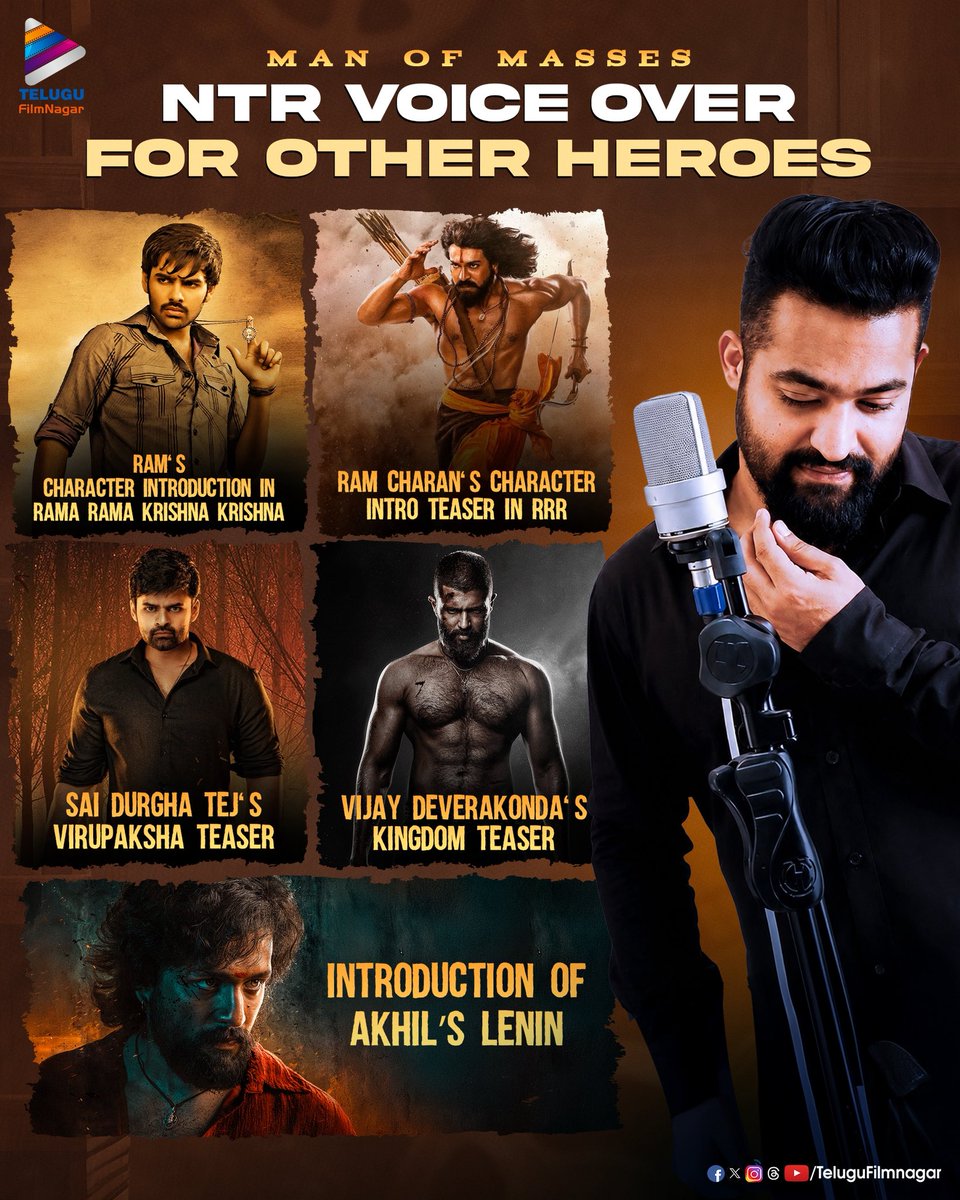 telugufilmnagar's tweet photo. The roar that elevates every cinematic moment - Man of Masses #NTR 🔥🔥

#Lenin #Dragon #TeluguFilmNagar https://t.co/KxpwVFcEgT