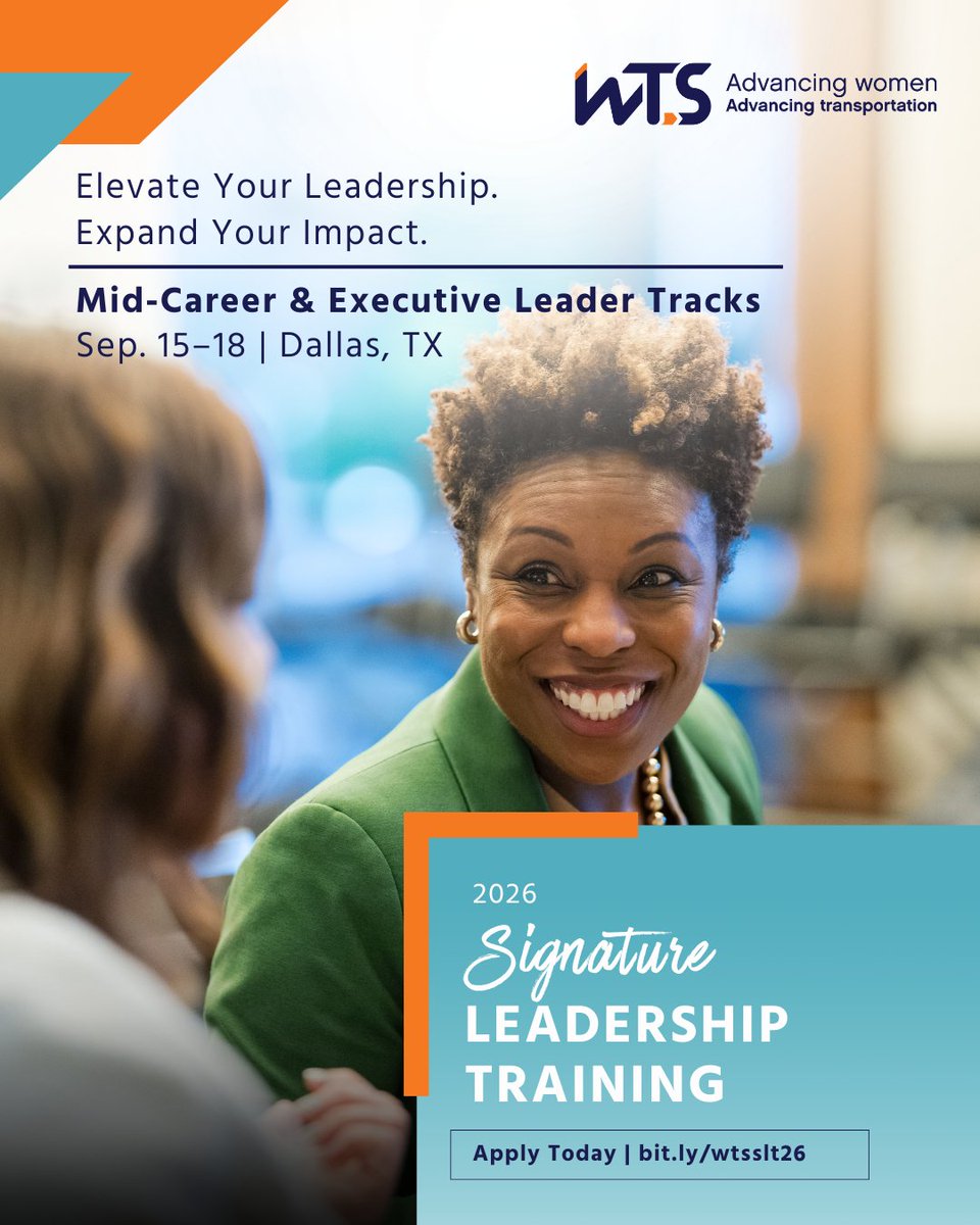 WTS_Org's tweet photo. Some of the most valuable #leadership lessons come from the people around us. #WTSSLT26 brings together professionals across transportation to share experiences + ideas and develop the confidence to lead what comes next. Apply by 7/19: https://t.co/q9ZXbJ4x2x. https://t.co/uI383tW1PQ