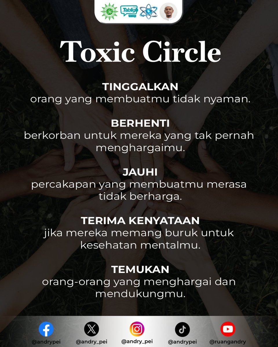 andry_pei's tweet photo. Berhentilah membuang waktu dengan orang yang membuatmu merasa tidak berharga. Berhenti memberi kesempatan kedua kepada mereka yang bahkan tidak pernah menghargaimu sejak awal. Pulanglah ke lingkaran yang tepat, bukan ke tempat yang selalu menguras energi dan kesehatan mentalmu. https://t.co/bk04x1RNpI