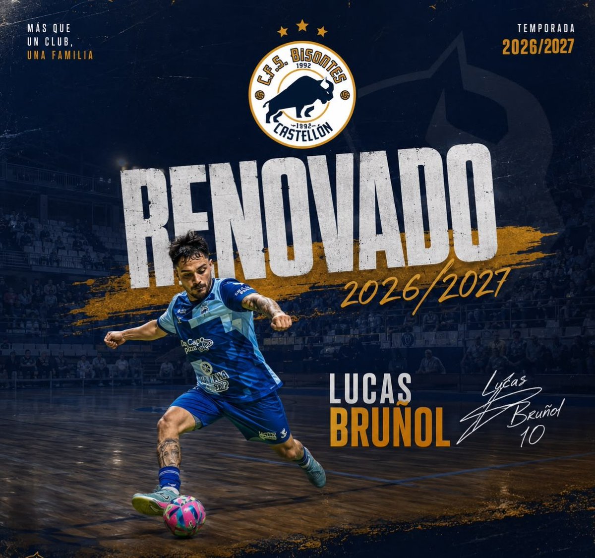 playascastellon's tweet photo. 🇦🇷 ¡El argentino sigue en casa!
🔒 Lucas Bruñol renueva con Bisontes.
Ganas, ilusión y compromiso para una nueva temporada. Lucas volverá a vestir la camiseta bisonte y a defender estos colores con la misma entrega de siempre.
¡Vamos, Lucas! 🦬 https://t.co/mRoFRduESD