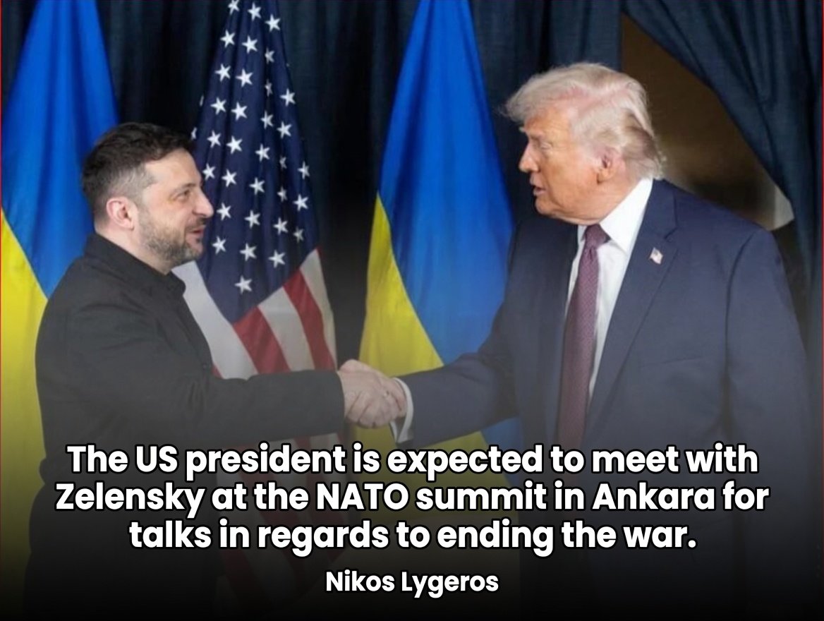 AthinaKech36429's tweet photo. "The US president is expected to meet with Zelensky at the NATO summit in Ankara for talks in regards to ending the war."
Nikos Lygeros https://t.co/m8Q6fW5sxL