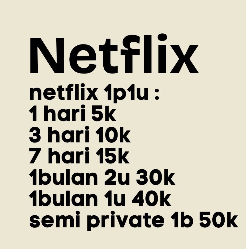arkesscindy's tweet photo. aku pegang akun netflix sendiri, strong acc jarang kena problem. kalopun ada problem, fixnya cepet. on sampe malem. admin ramah+lusyuuu+pembaik‼️

wa kesini : https://t.co/TxQhW6OaAY

netflix harian dan bulanan
#zonauang https://t.co/nEH5LVQFDI