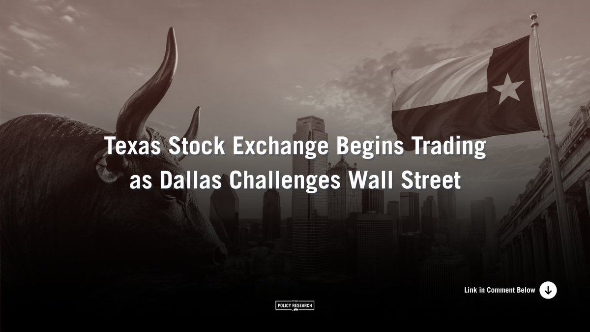 TXPolResearch's tweet photo. 💰The Texas Stock Exchange (TXSE) officially began trading today. Its launch didn't happen overnight.

A landmark legislative package passed in 2025 laid the legal, tax, &amp; constitutional foundation that helped make today's milestone possible. Link in comment below. #txlege https://t.co/phGetGyq6I