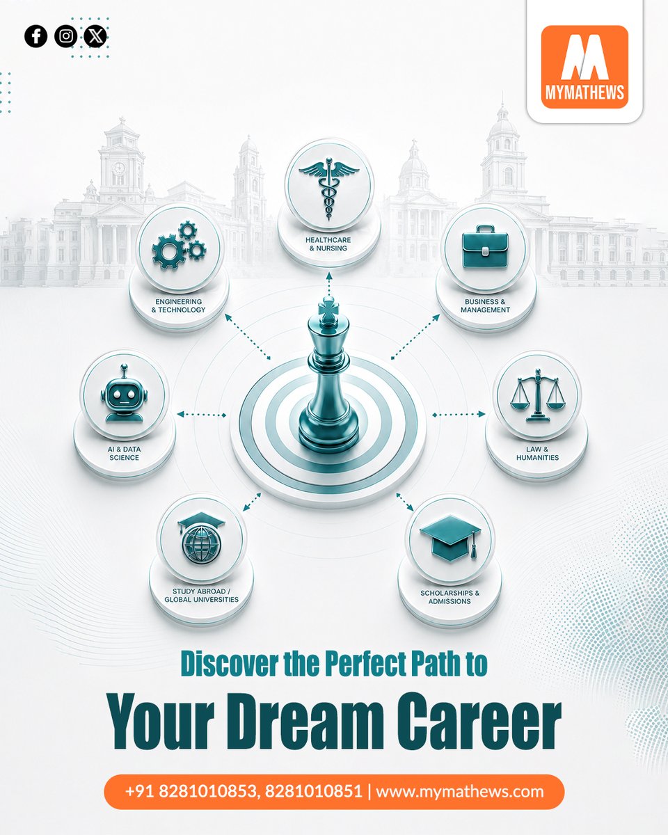 mymathewsedu's tweet photo. ๐ Discover the perfect path to your dream career! From Nursing & Engineering to AI, Business, Law & Study Abroad, MyMathews helps you secure the right admission with expert guidance.
๐ https://t.co/CO17nWCHxs
#CareerGuidance #Admissions #StudyAbroad #Scholarships #MyMathews https://t.co/3Ke1nWVgIi