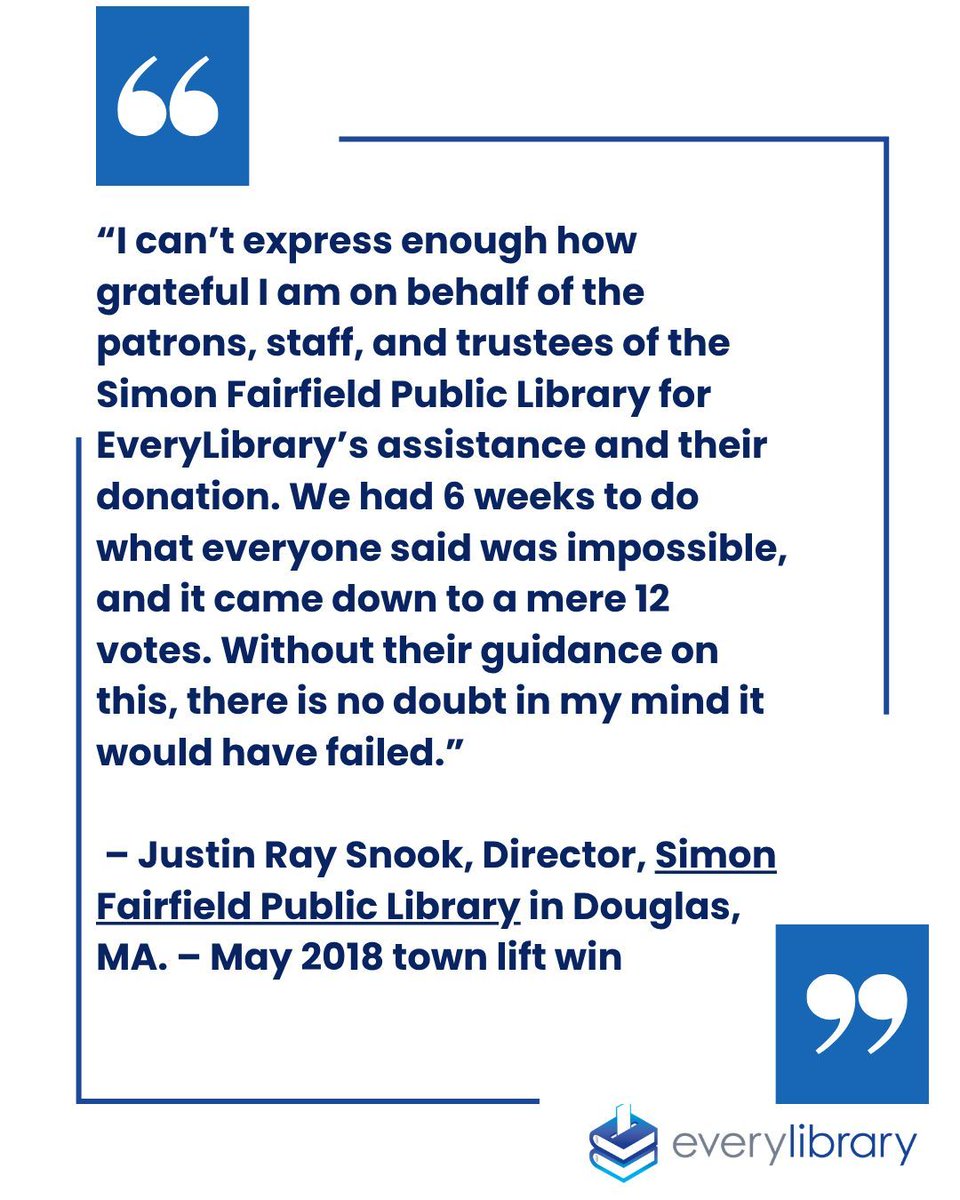 EveryLibrary's tweet photo. We're so proud to provide pro-bono assistance to libraries across the country. We can't do it without you! Join us today - https://t.co/4PH3AjlEQN https://t.co/V0ECMoOR0p
