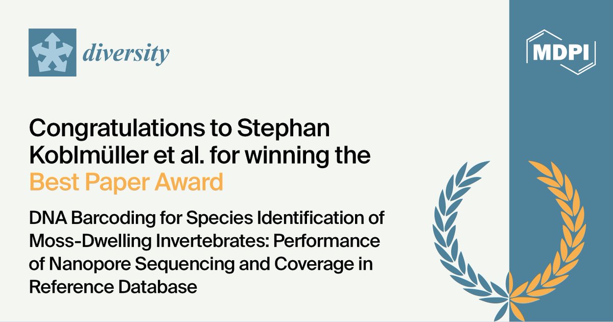 DiversityMDPI's tweet photo. 🏆 Best Paper Award winner
🎉Congratulations to Stephan Koblmüller et al. on the Diversity Best Paper Award
📖 Read the award-winning paper here: https://t.co/REVukjcp8T
#Diversity #OpenAccess #BestPaper https://t.co/LdJa3rF2Tb