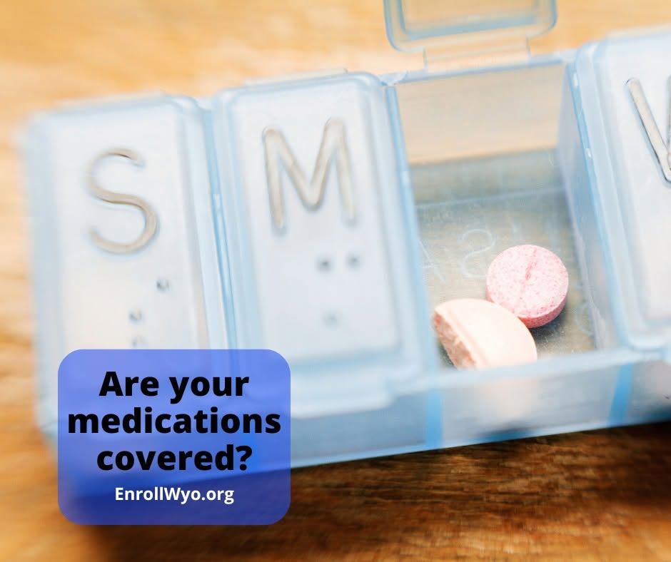 EnrollWyoming's tweet photo. Not sure if your prescriptions are covered? Enroll Wyoming is here to help you find the answers and support you need. Visit https://t.co/h6jyR3Qvyb or dial 211 to get connected. https://t.co/eSAyCJJ9Ak