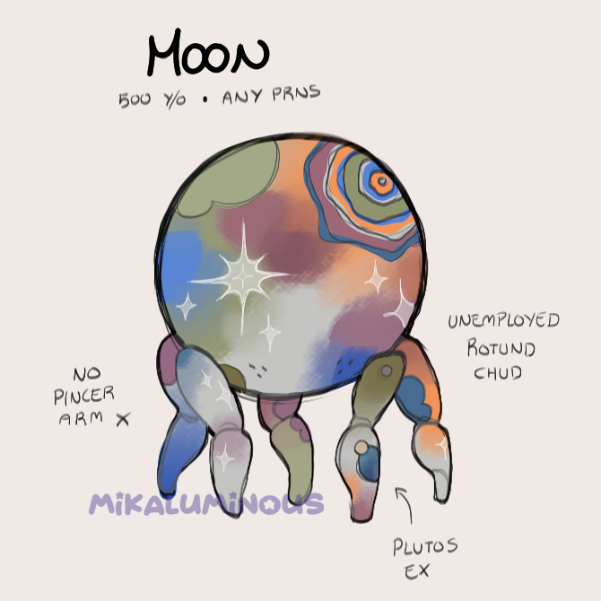 mikaluminous's tweet photo. updated Moon design ! plus his pebbles who share an overworked braincell
#projecthailmary #eridian #eridianoc https://t.co/QaNmeOrCNJ