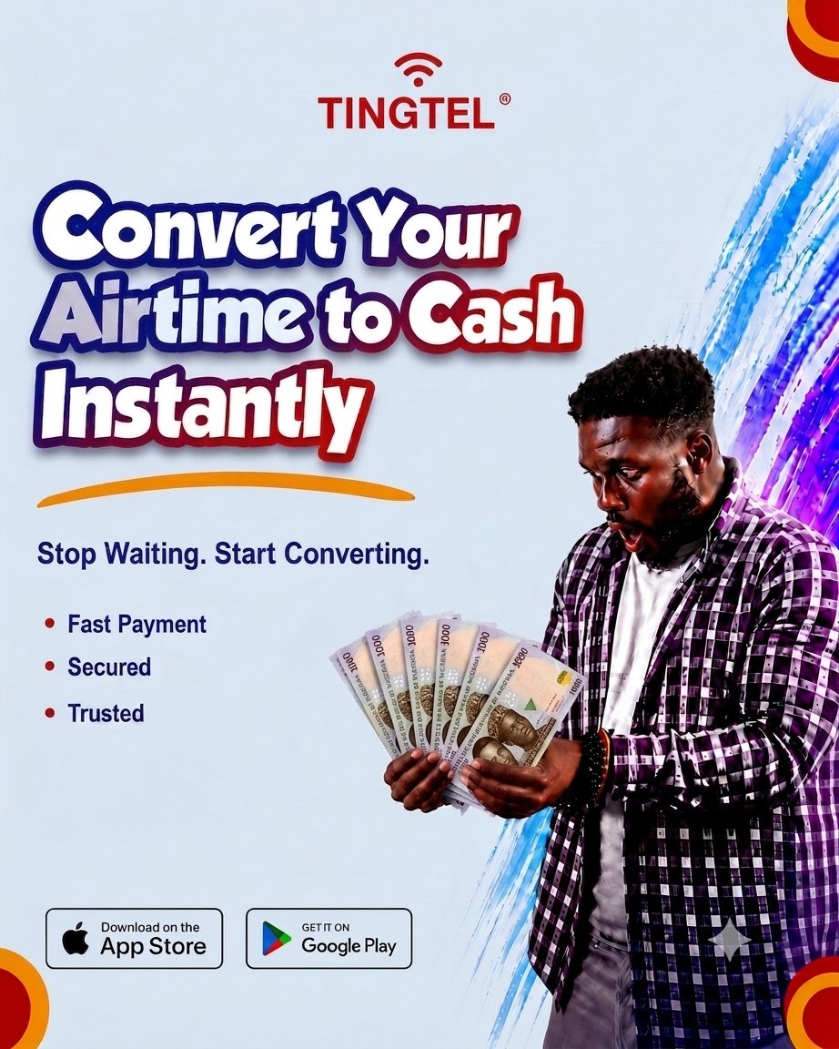 TingtelNG's tweet photo. Some people see airtime.
We see money waiting to be unlocked.
Every recharge has value, and with Tingtel, that value doesn’t have to stay trapped on your SIM.
Convert your airtime into cash instantly and
#mondaymotivation #fintech #airtimetocash #sellairtime #airtime https://t.co/s38YK4TiVw