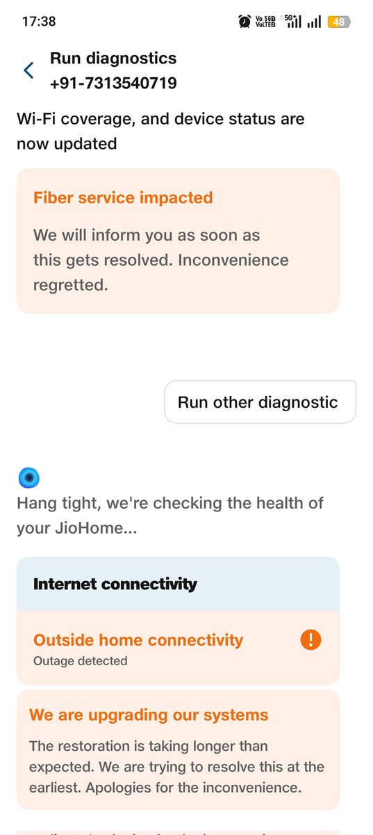 vikaskavi08's tweet photo. @JioCare How to complain ...?

Your system say this https://t.co/9OUSVA7udf