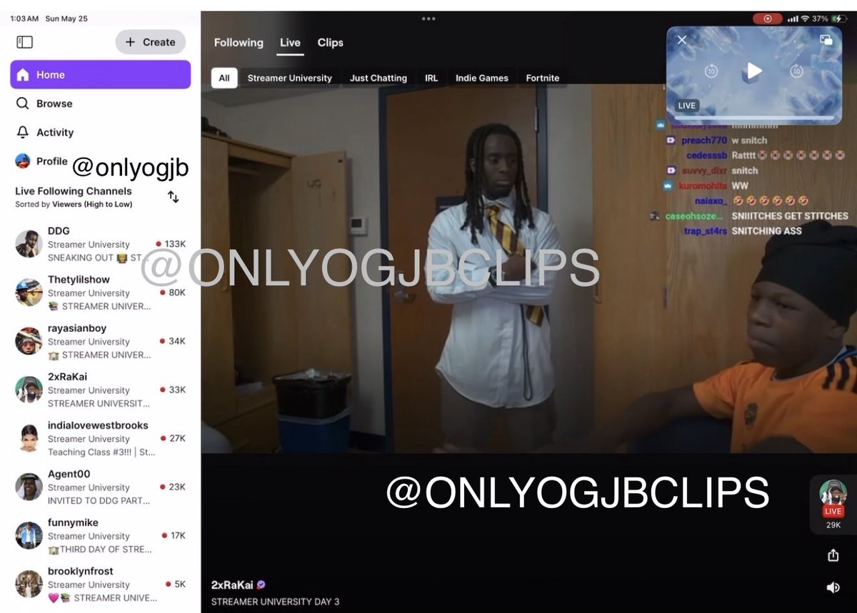 onlyOGJB's tweet photo. LOOK AT THE NUMBERS OF VIEWERS BEING PULLED BY DAY 3 OF STREAMER UNIVERSITY https://t.co/NOHRKIMrP0