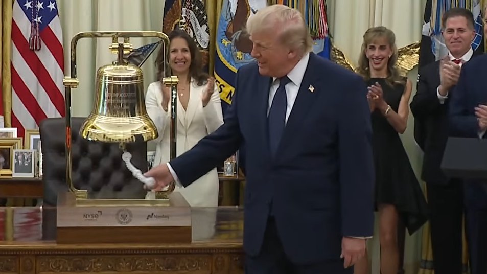 JMRaasch's tweet photo. NEW: Trump rings the opening bell for the NYSE from the White House, celebrating the launch of Trump Accounts.

'When you go to McDonald's, you can look around and say, 'I own this place,'' Ted Cruz told a group of children in the Oval Office. https://t.co/Ao1yv2RHBo