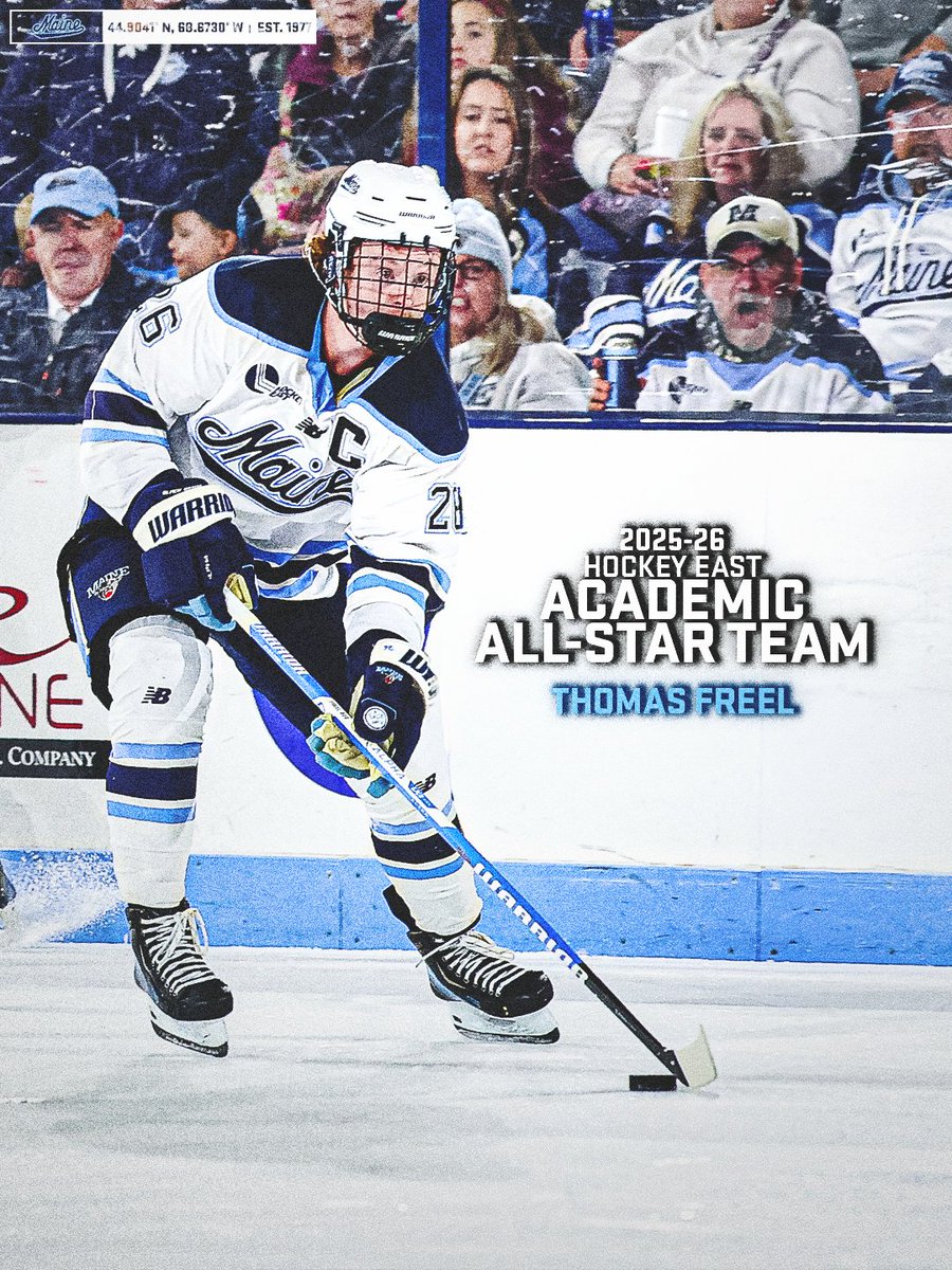 mainemhockey's tweet photo. And leading the way in the classroom 👏📚

Thomas Freel and Jeremy Langlois earned spots on the Hockey East All-Academic All-Star team ⭐️ https://t.co/dd9vkHNu1H