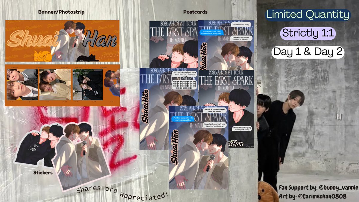 bunny_vannie's tweet photo. Finally! Posting our Shuaihan Freebies for AHOF The F1rst Spark in Manila.

Location: TBA
Thank you ⁦@Carimechan0808⁩, Freakies and Fohartopia Gang! https://t.co/odjiLraCsg