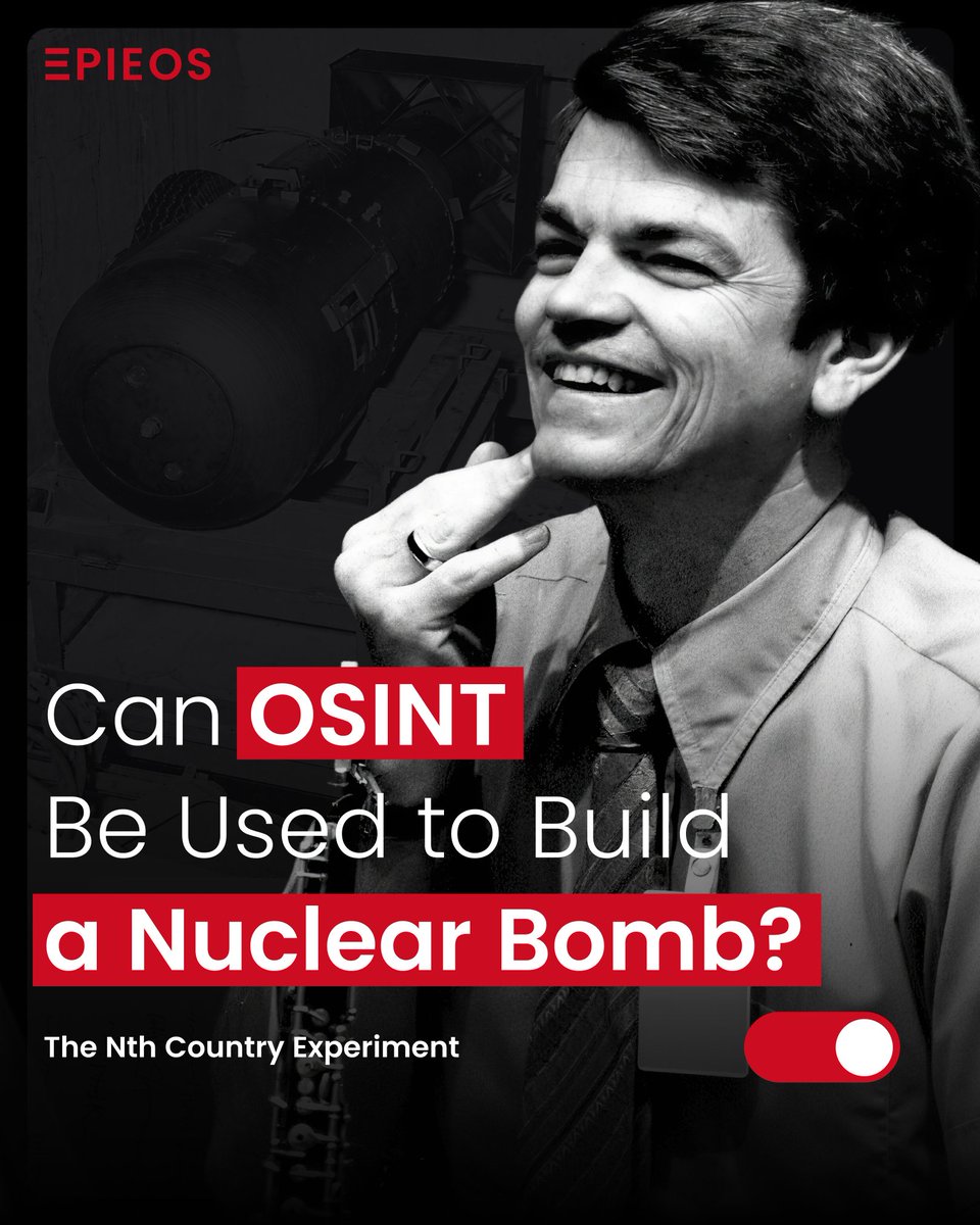 epieos's tweet photo. 💣 Can #OSINT Be Used to Build a Nuclear Bomb?

That’s exactly what the U.S. 🇺🇸 set out to answer in 1964 with the #NthCountryExperiment.

👇 https://t.co/096azxQpL2