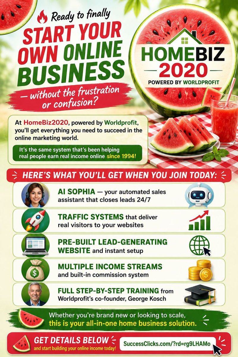 DanoEnterprises's tweet photo. 🍉 This summer could be the perfect time to start building your online business! Get AI-powered tools, traffic, training, and support—all in one place. 🚀

👉 Learn more: https://t.co/FJdlbu0guQ

#HomeBusiness #WorkFromHome #OnlineBusiness #AI #ArtificialIntelligence #DigitalMark https://t.co/2lUyNaWfVg