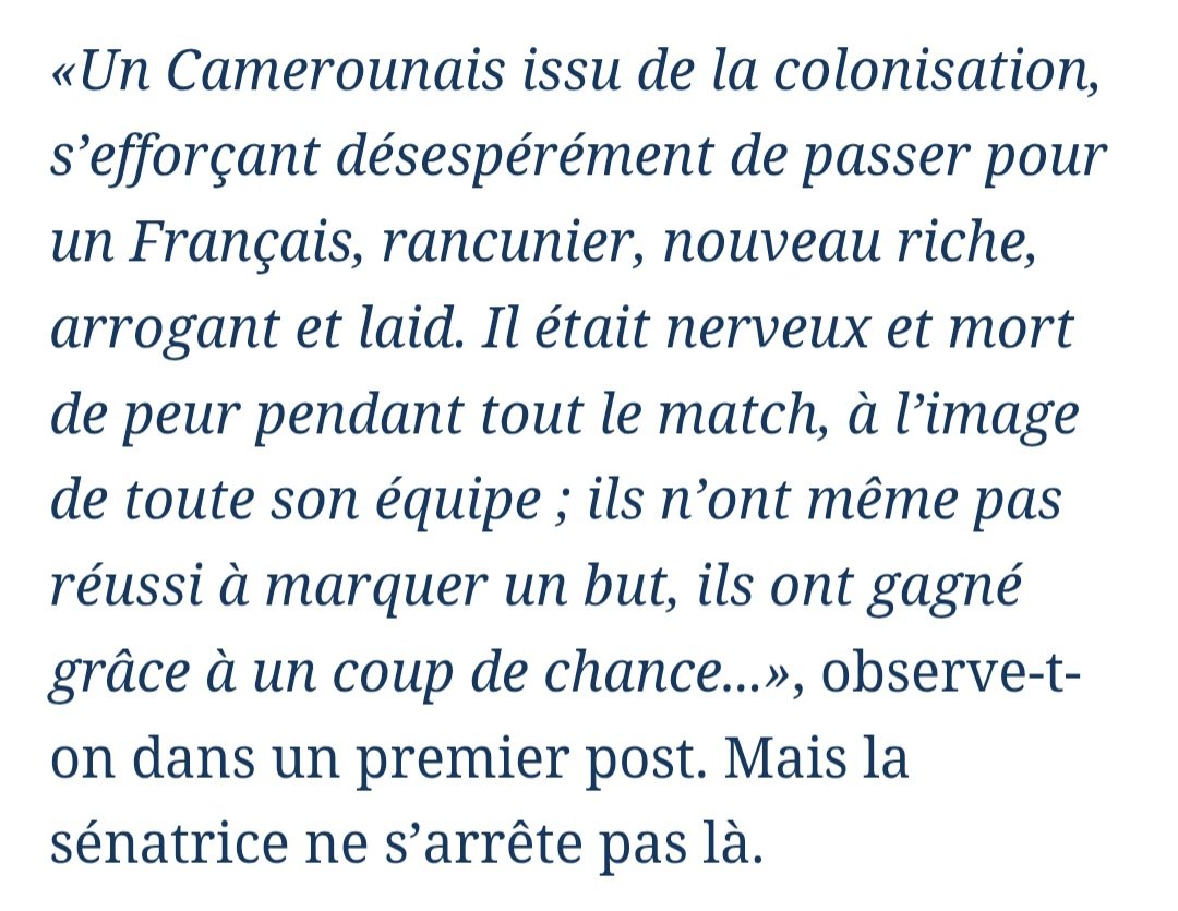 Sth_Mrtn's tweet photo. Une sénatrice paraguayenne s'en prend directement à Kylian Mbappé avec des propos dont le racisme inacceptable ne se cache même pas.

Ce type de propos sont honteux, et en total inadéquation avec l'esprit sportif qu'appelle une compétition internationale de haut niveau. #Football https://t.co/tD0G3woihO