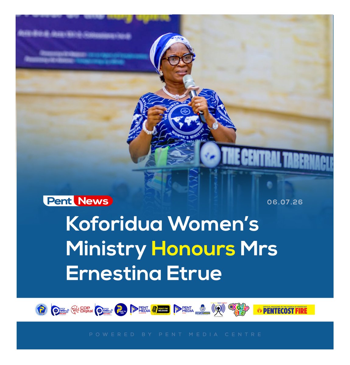 Flreslihgtfi's tweet photo. The Koforidua Area Women’s Ministry of The Church of Pentecost, under the leadership of Deaconess Dr. Gertrude Ansaaku Yirenkyi-Antwi, held a special programme dubbed “Precious Time with the Area Head’s Wife – Mrs. Ernestina Etrue” on Friday, June 26, 2026, at the Central Tabernacle, Koforidua.

 🌐| Read more: https://t.co/sKWVfb39KA

#PentNews | #TransformingSociety | #Koforidua | #PossessingTheNations