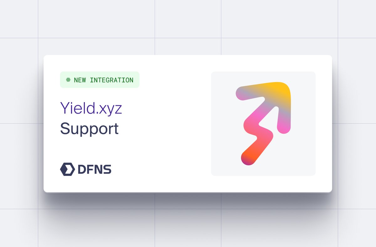 dfnsHQ's tweet photo. 💰 Idle stablecoin balances are the norm onchain. They don't have to be.

Today, we're adding @yield_xyz to @dfnsHQ with 6 vaults on Ethereum and Base.

Allocations is how institutions on DFNS put balances to work: deposit, track, and withdraw, through one API, under the same controls as everything else they run. Each new protocol adds more your treasury can do, without leaving governed infrastructure.

The launch set covers the stablecoins institutions actually hold:
✔️ @SkyEcosystem Savings Rate (sUSDS) on Ethereum
✔️ @gauntlet_xyz USDC Prime on Ethereum and Base
✔️ @SteakhouseFi USDT on Ethereum
✔️ @SteakhouseFi USDC on Base
✔️ @SentoraHQ PYUSD Main (@Morpho V2) on Ethereum (yield on @PayPal's stablecoin)

Four curators. Four stablecoins: USDS, USDC, USDT, PYUSD. Two networks.

And built to be safe:
→ Vault shares mint straight to your DFNS wallet. Your position is exactly what the chain says it is.
→ Every deposit and withdrawal passes the Policy Engine before anything is signed.
→ Rewards are read straight from the chain, calculated correctly across every deposit and withdrawal.

🛡️ Every transaction is checked by Shield, our open-source verification library. Even if something upstream were compromised, no unexpected transaction reaches your wallet.

We're expanding slowly on purpose. ERC-4626 vaults only, for now. They're the industry standard, tested, and curated.

One place for every yield source. Idle treasury becomes working treasury.
That's what onchain core banking is for.

📖 Read it: https://t.co/5MrDzx9dV5
⌨️ Start building: https://t.co/ogU5abTrDV