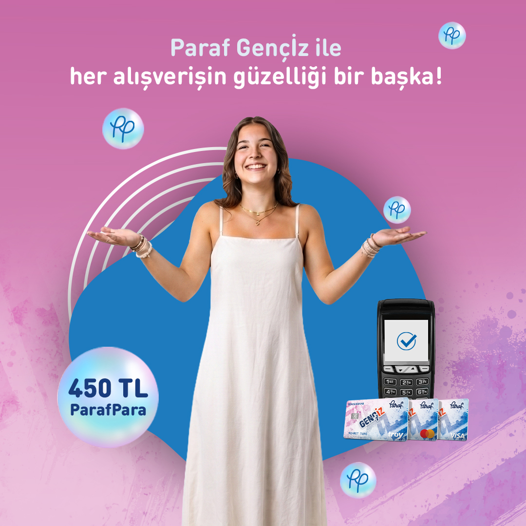 ParafGenciz's tweet photo. Paraf Gençİz’den gençlere bir güzellik daha! 💙 31 Temmuz’a kadar yurt içi fiziki POS’lardan tek seferde yapacağın 600 TL ve üzeri harcamana 150 TL, toplamda ise 450 TL ParafPara hediye. Detaylar web sitemizde. https://t.co/EPWcpWFNwE