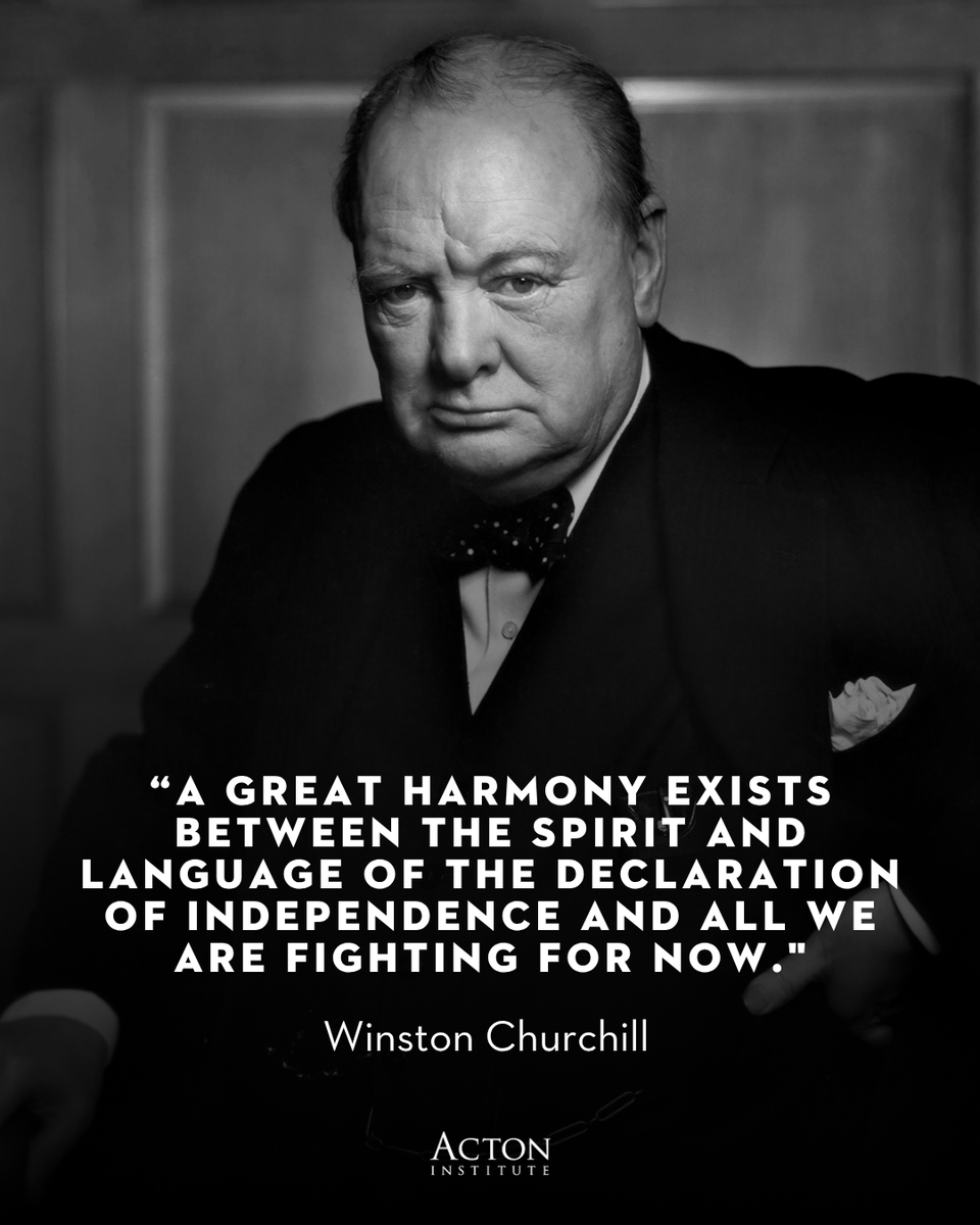 ActonInstitute's tweet photo. Winston Churchill may have understood America better than most Americans do.

"The Declaration of Independence is not only an American document. It follows on Magna Carta and the Bill of Rights as the third great title-deed on which the liberties of the English-speaking people are founded."

The roots of American liberty run deeper than 1776. 

Michael Lucchese reflects on what Churchill still has to teach us about America at 250, in Religion & Liberty.

https://t.co/n7Gp5N6Hj9

#churchill #america250