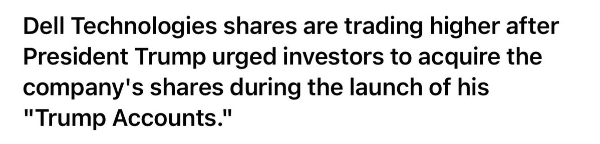 Mr_Derivatives's tweet photo. Trump pumping $DELL HARD.

Wild times. https://t.co/s9aIeH1O63