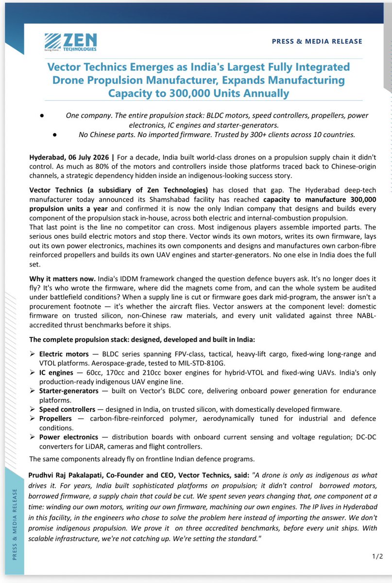 AimInvestments's tweet photo. Zen Technologies: Drone Propulsion Manufacturing Expands
Capacity to 300,000 Units Annually https://t.co/WxDq4xLodt