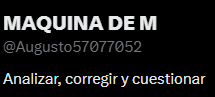 deconstruirtwit's tweet photo. @Augusto57077052 @isaa_m07 Qué va a analizar, corregir y cuestionar si no es capaz ni de corregir lo que escribe https://t.co/uQUUe8KjoR