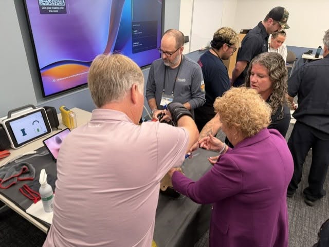 BaptistHealthJx's tweet photo. We were #BaptistProud to host the Life Flight Jacksonville Critical Care Conference at our Baptist Center for Professional Excellence! 🚁 💙 

We created our Baptist Center for Professional Excellence so that health care heroes could have access to cutting-edge technology and simulate real-world situations. It was wonderful getting to watch Emergency Nurses and EMS professionals from across the region collaborate, simulate and innovate under our roof. 

A lot of knowledge was shared at the conference that will have a great impact on emergency services in our area and we're so grateful to all who attended! 💙
