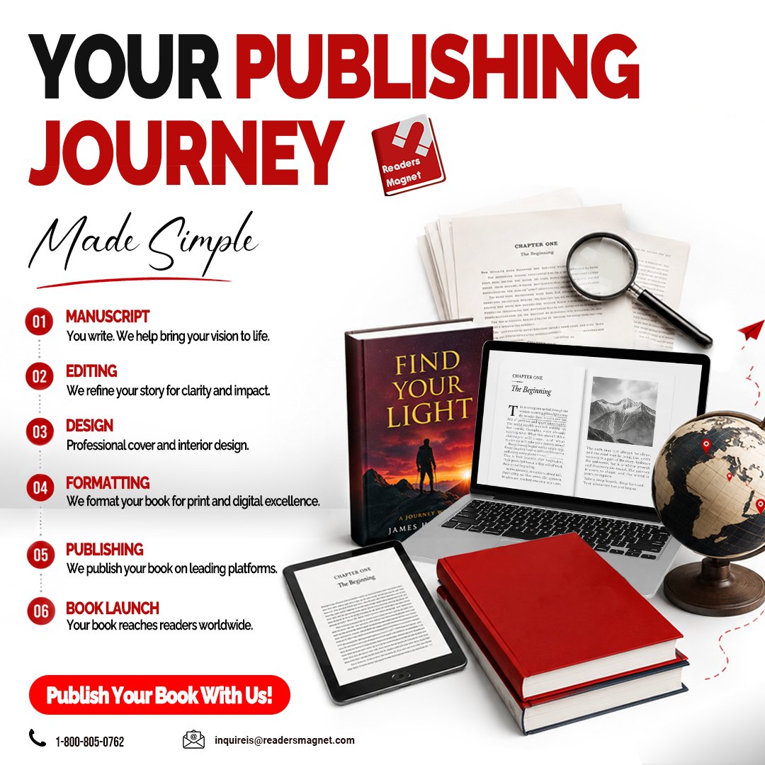 readersmagnet's tweet photo. Your publishing journey does not have to feel overwhelming.

From manuscript preparation and editing to professional design, formatting, publishing, and book launch support, ReadersMagnet helps guide authors through every stage of bringing a book to life.

Your story deserves a professional path to publication. Take the next step and publish your book with us.

Explore ReadersMagnet Publishing Services:
https://t.co/041yua4IZG

#ReadersMagnet #PublishingServices #BookPublishing #SelfPublishing #PublishYourBook #AuthorJourney #ManuscriptToBook #BookEditing #BookFormatting #BookDesign #AspiringAuthor #IndependentAuthor #AuthorSupport #BookLaunch #WritersCommunity
