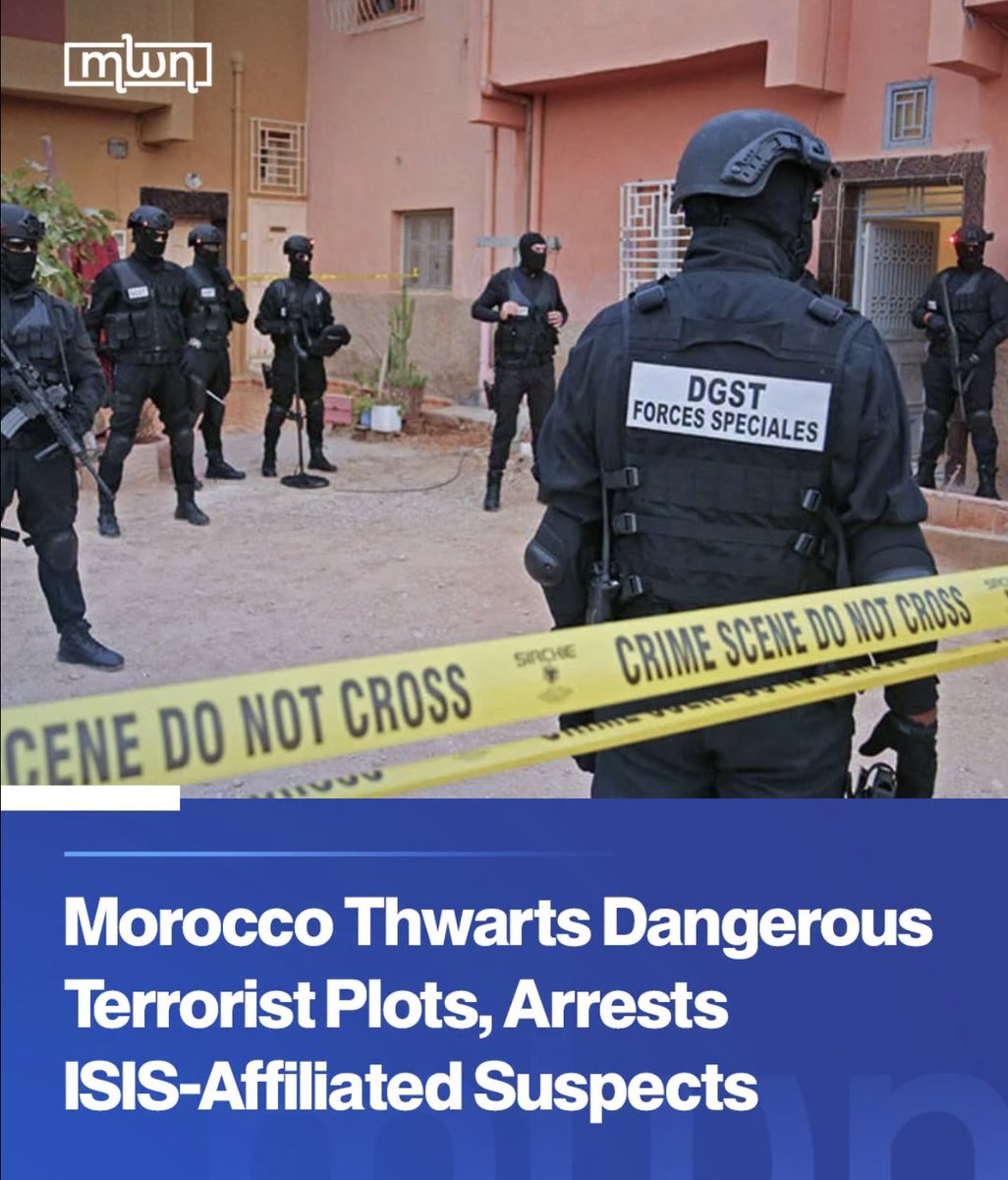 Shtuni's tweet photo. #Morocco Thwarts Major #ISIS Terror Plots
- Morocco's Central Bureau of Judicial Investigations (BCIJ) announced today that it foiled several highly dangerous terrorist plots in advanced stages of preparation.
- 10 ISIS-affiliated suspects arrested (including one minor).
- The suspects had pledged allegiance to the ISIS leader and were instructed to carry out attacks in Morocco rather than travel abroad.
- They had received logistical support from ISIS operatives in the #Sahel region.
- The cell had a structured leadership, with one leader assigning specific roles to members (target selection, surveillance, and reconnaissance).
- It planned attacks targeting civilians, public safety, and vital infrastructure.
- Arrests and raids were carried out in Agadir, Taroudant, Casablanca, El Hajeb, Tetouan, Fquih Ben Salah, and Safi.
- Authorities seized bladed weapons, military uniforms, explosive-making manuals, a modified vehicle intended for bombing or ramming attacks, gas cylinders, nailed pressure cookers, & more.
https://t.co/YQ2RWudDcw #terrorism