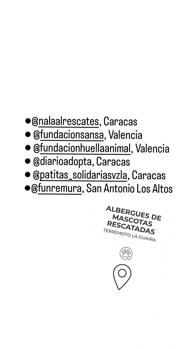 MargaritaPets's tweet photo. Aquí algunos de los albergues y fundaciones que han rescatado mascotas afectadas por el #terremoto en La Guaira. Ayudemos al reencuentro de familias. #venezuela https://t.co/FIybZhXTj3