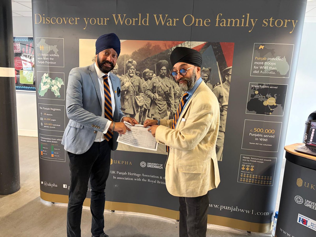 TejpalRalmill's tweet photo. Punjab Registers @UKPHA overturns a historical injustice as 9909 Punjabi soldiers from the Indian Army are added to the official @CWGC casualty database - the largest such addition since the Second World War.

An International research project that brought together historians, Indian Army specialists & heritage volunteers from UKPHA, CWGC & @UniofGreenwich. Particular thanks to PhD students @G_AWilliams & @JasminAthwal @NAM_London whose research has been critical in the methodology of identifying casualties.
 
9,909 Punjabi WW1 casualties from the #Indian Army - Muslim, Hindu and Sikh - diverse in nature but united in service and sacrifice, commemorated for the first time. 

Manjinder Nagra found her GGF WW1 record after contact with @UKPHA:- you can too - please get in touch!

Thank you @BBCBreakfast for the opportunity!
 
#Commemoration 
#SouthAsianHeritageMonth
#ww1
#Firstworldwar

BBC News - Thousands of forgotten Punjabi WW1 soldiers recognised for first time
https://t.co/xeyGSjfPFa