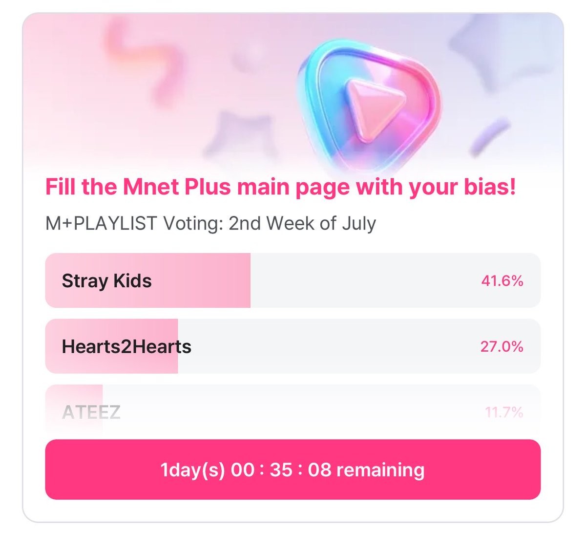 gfromjone's tweet photo. amores, já votaram hoje? VÃO VOTAR NO MNET

• votem em RUN IT no M COUNTDOWN 
• votem no STRAYKIDS no M+PLAYLIST 
• votem no CHANGBIN no AUGUST BIRTHDAY

🔗: https://t.co/LW7Wa5ra3C https://t.co/fzM98yVxVy