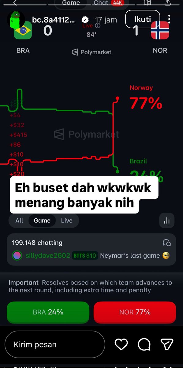 MUHAMMA01239088's tweet photo. Gila sih main polymarket buat judi bola tau lah siapa ini https://t.co/pwBflAEKhy