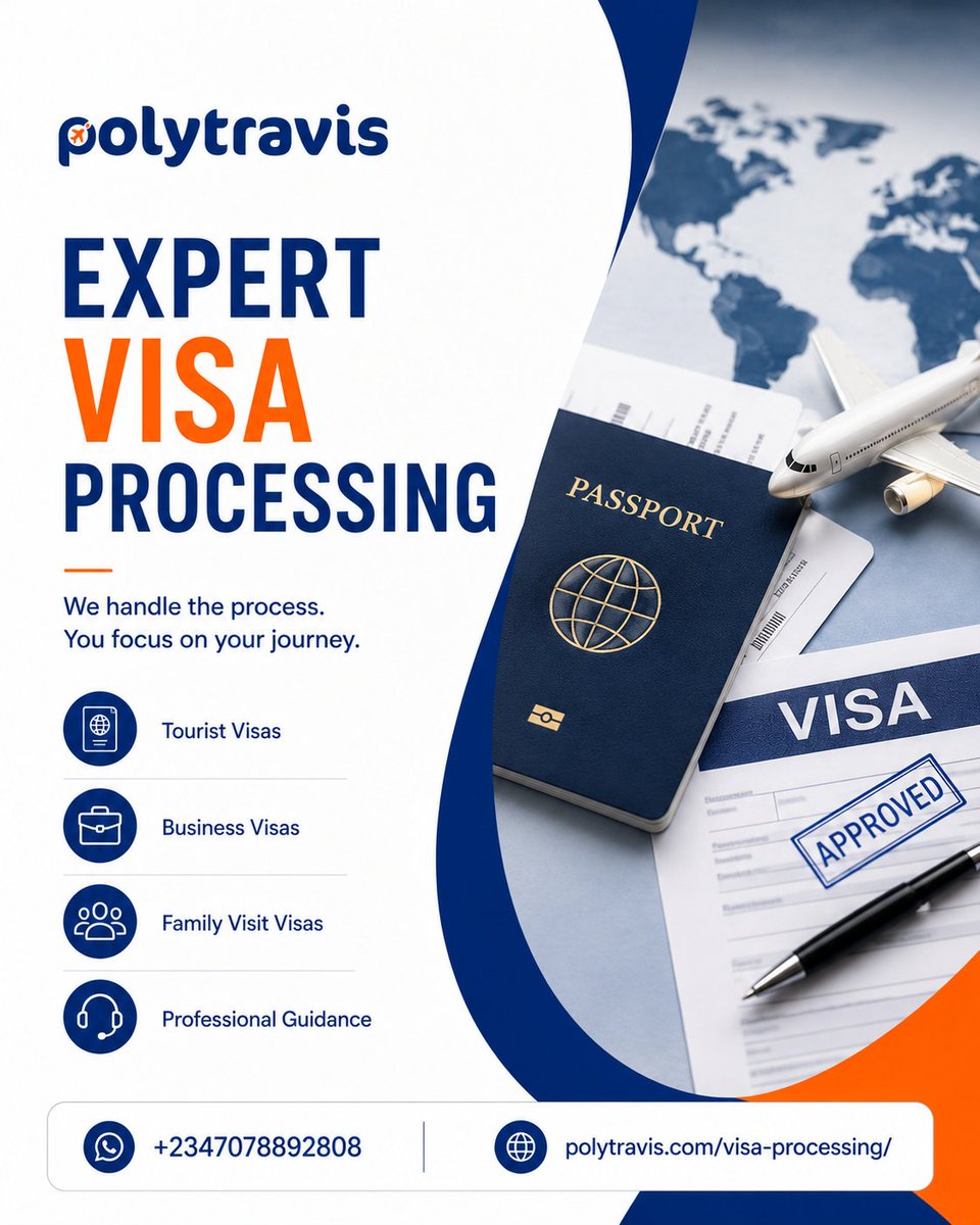 Polytravis's tweet photo. Travel starts with the right visa. ✈️

Expert visa processing made simple, fast, and reliable with Polytravis.

📲 WhatsApp: +2347078892808
🌐 https://t.co/qNWcmUKPGN

#VisaProcessing #TravelWithConfidence #Polytravis #TravelServices #VisaAssistance https://t.co/aXLL9LeApS